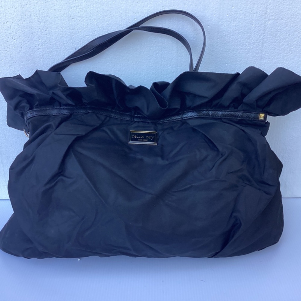 Felix Rey Black Ruffled Shoulder Bag - Picture 5 of 5